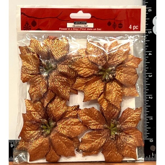 Ashland Christmas Noël Flower In A Bag 4 Pc Set 259229 80926 Embellishment - Picture 1 of 2